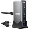 nongxiang 1000W Caricatore USB C Multiplo, Stazione di Ricarica GaN 10 Porte USBC, Alimentatore portatile 140W e 100W per MacBook Pro/Air, Lenovo, HP, Caricatore Tavolo Multipresa USB per iPhone, Samsung, Pixel