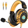 EKSA Cuffie Gaming, E900Pro Cuffie PS5 con audio surround 7.1 e microfono con cancellazione del rumore, Jack Audio USB & 3,5mm, Cuffie PC super leggere con luce LED per PC/Mac/Switch/PS4/PS5/Xbox One