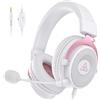 EKSA E900 Cuffie da gioco, cuffie per PC con microfono a cancellazione del rumore, cuffie da gamer con 3D, suono stereo basso, cuffie audio per PC PS4 PS5 Switch Xbox One,3,5 mm Bianco