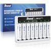 BONAI Batterie AA Litio Ricaricabili 1,5V 3600mWh 8 Pezzi con Caricabatterie Rapido 8 Slot USB-C Pile Stilo Litio a Tensione Costante per Camera Serrature Intelligenti e Torcia
