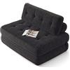 Xbro Divano Letto Matrimoniale 2 Posti 200x130 cm Pieghevole Salvaspazio in Velluto a Coste con Poggiatesta, Compatto per Soggiorno e Ospiti, Grigio Scuro