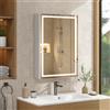 YU YUSING Specchio Bagno Contenitore con 3 Ripiani 50x70cm, Mobile Bagno Sospeso con Specchio a LED, Specchiera Bagno con Contenitore, Armadietto Bagno, 3 Modalità di Luce, Antiappannamento