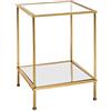 HAKU Tavolino in metallo dorato con vetro di sicurezza da 5 mm e specchio da 4 mm - Dimensioni: L 39 x A 55 x P 39 cm Stile: Art Déco