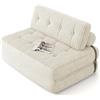 Xbro Divano Letto Matrimoniale 2 Posti 180x130 cm Pieghevole Salvaspazio in Velluto a Coste con Poggiatesta, Compatto per Soggiorno e Ospiti, Beige