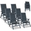 Devoko Set 6 Sedie da Giardino Pieghevoli in Alluminio - Poltrona da Giardino Esterna Regolabile in 7 Posizioni, Sedia Portatile a Schienale Alto Adatta a Tutte Tavole per Giardino, Terrazza, Piscina