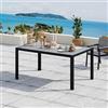 Devoko Tavolo da Giardino HDPS Resistente alle Intemperie, 150 x 80 x 74 cm Tavolino da Esterno Finitura a Vena di Legno e Facile da Manutenzionare, Tavolo da Pranzo Esterno per 4 a 6 Persone (Grigio)