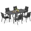Devoko 6 Persone Set Tavolo e Sedie Da Giardino In Alluminio, 6 Sedie Impilabili e 1 80-160CM Tavolo Da Giardino Allungabile In Alluminio, Set Da Giardino Esterno, Grigio Scuro
