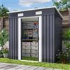 Xbro Capanno per Attrezzi in Metallo 2.11m², Casetta da Giardino da Esterno con Tetto Spiovente e Porta Scorrevole, Casetta per Attrezzi con Serratura e Guanti, 183x109x182 cm