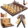 ACOMTUO 3 in 1 Scacchiera in Legno, 29 * 29cm, Scacchiera in Legno, Scacchiere da Viaggio Fatti a Mano, Scacchi Portatili, Ideale per Feste, Viaggio e Attività Familiari