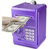 HUSAN Salvadanaio Elettronico per Bambini, Password Salvadanaio Mini ATM Piggy Bank Giocattolo Regalo di Compleanno per bambini (Viola)
