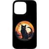 Moon Black Halloween Cat Designs Custodia per iPhone 15 Pro Max Gatto nero Halloween Retro Luna Vintage Gatti Spaventoso Gatto Mamma
