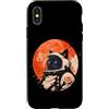 Vintage Black Cat Aesthetic Japanese Gra Custodia per iPhone X/XS Arte minimalista giapponese anni '70 Retro Space Black Cat Lover