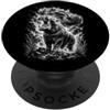 Artistic Wilderness Ritratto di ippopotamo Stile di disegno artistico Nero Bianco PopSockets PopGrip Adesivo