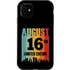 Born In August The Sixteen - Month 8 Day Custodia per iPhone 11 Agosto 16 Edizione Limitata Retro Vintage Compleanno