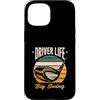 Golf Driver Sunset Golfing Custodia per iPhone 15 Driver Life - Pilota da golf retrò Big Swing