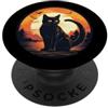 Moon Black Halloween Cat Designs Gatto nero Halloween Retro Luna Vintage Gatti Spaventoso Gatto Mamma PopSockets PopGrip Adesivo