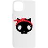 Cute Cat Skull Red Bandana Funny Hallowe Custodia per iPhone 14 Plus Teschio Di Gatto Bandana Rossa Anime Kawaii Retro Vintage