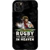 Divertente Rugby Outfits per Rugger Wear Custodia per iPhone 11 Pro Max Gesù giocare a rugby Rugby - The Game Played In Heaven