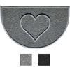Nicoman Cuore Zerbino Entrata - Tappeto Lavabile Antiscivolo - (Ideale in Esterni riparati o Interni), Semicerchio (70x44cm), Grigio