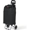 VOUNOT® Carrello Spesa 2 Ruote Pieghevole, 2 in 1 Trolley Spesa con Borsa in Tessuto Oxford dotata di Tasca con Cerniera, per Saliscale, 59L, Nero