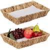 Relaxdays Set di 2 Ciotole giacinto d'Acqua Cesto Portafrutta, Set da 2 Cestini Intrecciati Porta Frutta, Verdura e Pane, 7x34x24 cm, Stile Boho, Naturale, Cotone