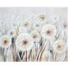 GILDE Quadro grande XL su tela 100 x 80 cm - fiori di leone grigio crema