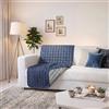 Italian Bed Linen Copridivano Fascia Elegant No Stiro - Waterproof - Proteggi Divano 60x190 cm in Microfibra Trapuntato e Imbottito - Lavabile - Blu Scuro/Grigio Chiaro