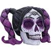 Nemesis Now Drop Dead, statuetta di splendidi miti e magia, 20,5 cm, in resina, bambola voodoo, teschio femminile con capelli viola e occhi glitterati, fusa nella migliore resina, sapientemente