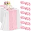 JALANCY 6 runner da tavola in garza rosa, 3 m, in garza, stile bohémien, rustico, velato, per matrimoni, compleanni, baby shower, feste, decorazione da tavola in stile bohémien, colore: rosa