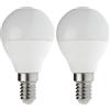Velamp lampadina LED forma a Sfera (P45) - Attacco a vite piccolo (E14) - Potenza 8W Equivalenti 60W - Luminosità 806lm - Temperatura colore 4000K (luce naturale) (Confezione da 2)