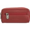Nuvola Pelle Portachiavi Uomo Donna in Vera Pelle - Borsa Astuccio Portamonete con Cerniera Zip e 2 Anelli per Chiavi (Rosso)
