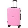 BERTOO ENM - Valigia da viaggio rigida con ruote girevoli, serie trolley, set di valigie e beauty case, Colore: rosa., L, Classico