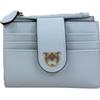 Pinko Portafoglio Donna in Pelle, Azzurro Celeste, Multi Purpose, Chiusura con Bottone, 6 Vani Portacarte, Portamonete Esterno, 9,5 x 9 x 3 cm, Galvanica Oro Antico