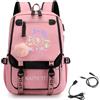 Roffatide KATSEYE Zaino per studenti grande capacità con scomparti Kpop Fan Regalo | Borsa da scuola multitasca resistente con porta di ricarica USB per EYEKONS ragazzi ragazze ideale per viaggi Rosa B