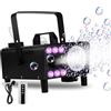 Oauir Gusix Macchina per bolle di fumo 3 in 1 con luci a LED e telecomando wireless, soffiatore per bolle, illuminazione RGB per feste, matrimoni, Halloween, Natale