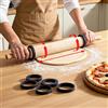 Folksy Super Kitchen Mattarello Legno con Anelli Spessori Cucina: 53.6cm Regolabile con Manici - 15s stendi pasta frolla uniforme senza rotture - Rolling Pin per Pasticceria Pizza Pane Biscotti - SUPER KITCHEN