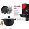 Akitaink Casseruola in Alluminio Pressofuso con Coperchio in Vetro Temperato, Antiaderente, Diametro 16 cm, Adatta al Forno, Lavabile in Lavastoviglie