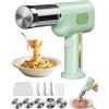 Tendiren Macchina per la pasta, macchina elettrica portatile per pasta, riempitrice per salsicce, macchina per noodle senza fili all-in-one, con stampi per modellare gli accessori (verde)