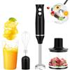 Guyisile Frullatore a Immersione 4 in 1 500W con 2 Velocità, Mixer Cucina in Acciaio Inox con Trita Verdure, Sbattitore e Bicchiere Graduato, Perfetto per Salse, Zuppe, Frullati e Pappe per Bambini (4-in-1)