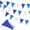 DXTXTJ 80 bandierine blu e bianche, 40 m, in tessuto impermeabile, per decorazioni per feste in giardino all'aperto