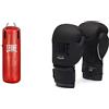 LEONE 1947 - Sacco Allenamento Made In Italy, Esclusiva Amazon - Adulto, Rosso, 30 Kg & Gn059 - Guantoni Boxe Black Edition, Unisex - Adulto, Nero, 10 Oz