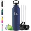 Motswedi Borraccia Termica 750 ml, con Cannuccia, Acciaio Inox, Borracce Termiche, per Bevande Calde, Fredde per Acqua, Bottiglia Termica, per Sport, Yoga, Palestra, Blu scuro