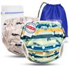 KIDVERSE set da 2 pannolini acquatici baby 0-3 anni - pannolino piscina neonato riutilizzabile e delicato sulla pelle - pannolini da nuoto con borsa e rete per lavaggio