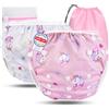 KIDVERSE set da 2 pannolini acquatici baby 0-3 anni - pannolino piscina neonato riutilizzabile e delicato sulla pelle - pannolini da nuoto con borsa e rete per lavaggio