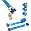 LOADCARE Set di 4 cinghie di serraggio in due pezzi con chiusura a morsetto, cinghia di fissaggio a sgancio rapido per linea airline, guida di ancoraggio 175 daN (blu)