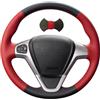 Shining Wheat Coprivolante cucito a mano per Ford Fiesta 2008-2013 Ecosport 2013-2016 (pelle nera + pelle rossa)