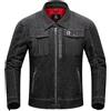 BORLENI Giacca Moto Uomo Denim con Protezioni CE Rimovibile Giacca da Motociclista Antivento per Primavera Autunno Nero XL