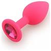 BONDAGERIE® Plug anale in silicone rosa con gioiello rosso, Taglia L