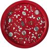 Home Deco Factory, KA0384, Vassoio Decorativo Rotondo in Metallo per Natale, Ideale per servire Piatti e Dolci, Facile da Pulire, Colore Rosso, Misura 30 cm
