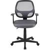 Flash Furniture Flash Fundamentals - Sedia da ufficio girevole con schienale medio, ergonomica, con braccioli, in schiuma di metallo e plastica ingegnerizzata, colore grigio, set da 1